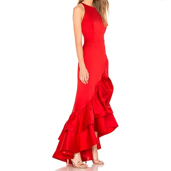 Beautiful red slit ruffled dress - Picture 2 of 8